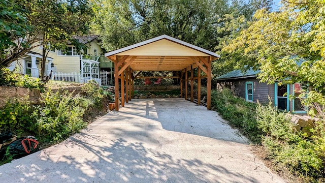 exterior space featuring a carport