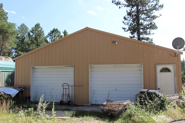 garage with wooden walls