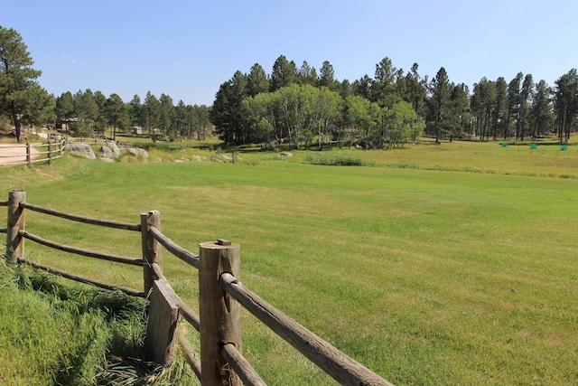 view of yard with a rural view