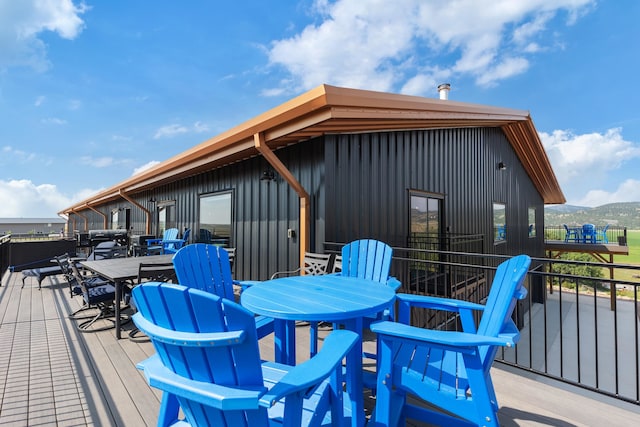 deck with a mountain view