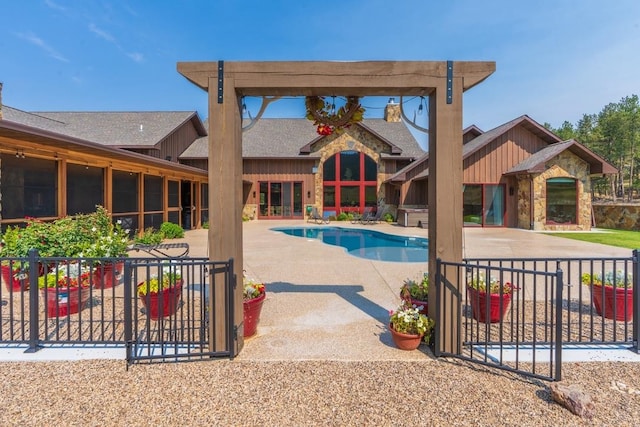 view of pool featuring a patio area