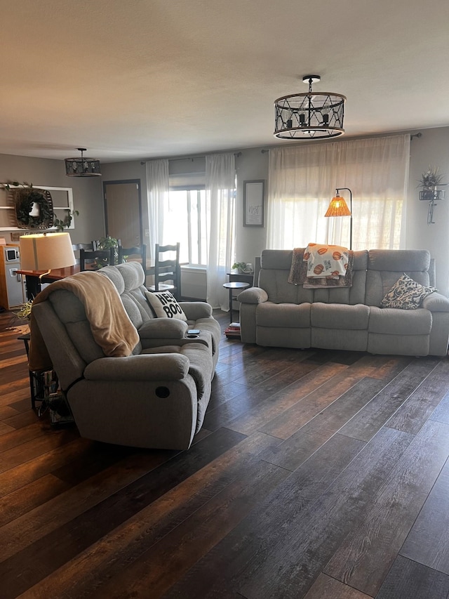 living room featuring dark hardwood / wood-style flooring