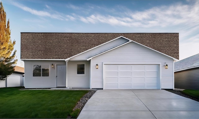 SPEC2TBD Eagle Ct, Belle Fourche, SD 57717 - ranch-style house featuring driveway, a front yard, a shingled roof, and a garage
