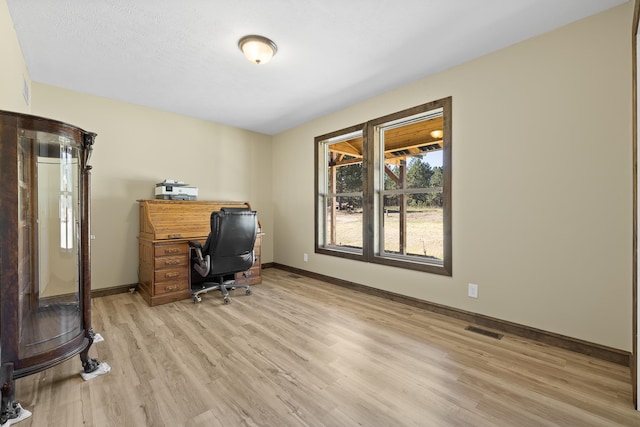 office featuring light wood-type flooring