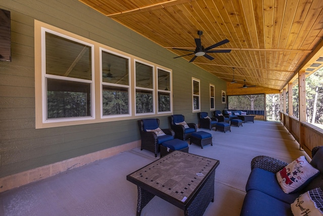 view of patio / terrace featuring an outdoor hangout area and ceiling fan