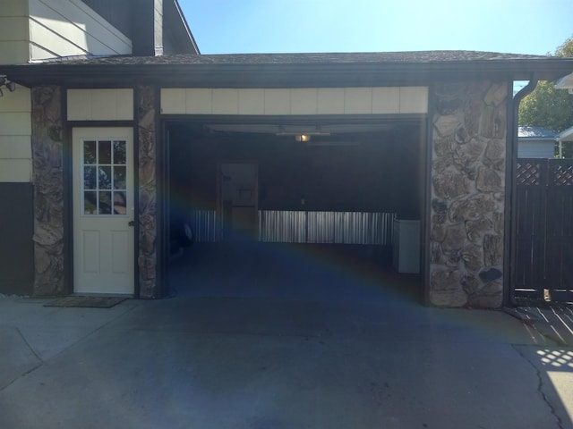 view of garage