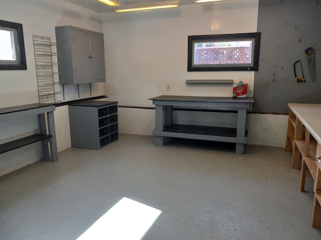 interior space with gray cabinets