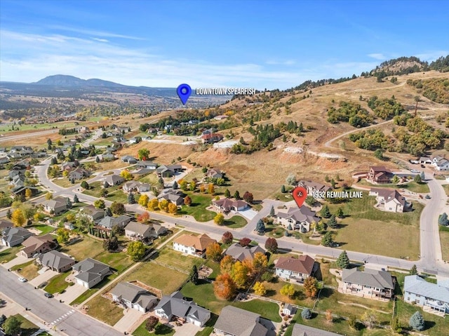 aerial view featuring a mountain view