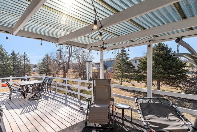 wooden terrace featuring a pergola