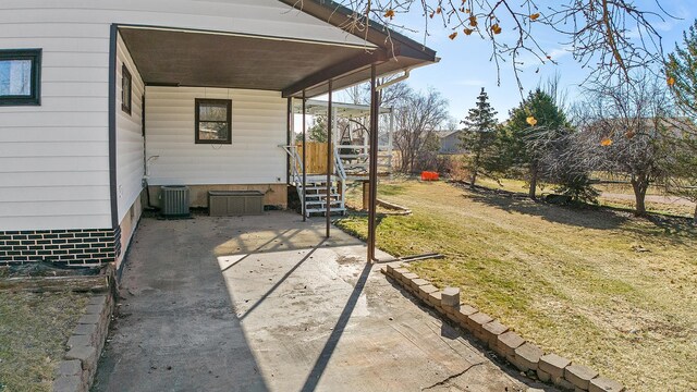 view of patio with central AC unit