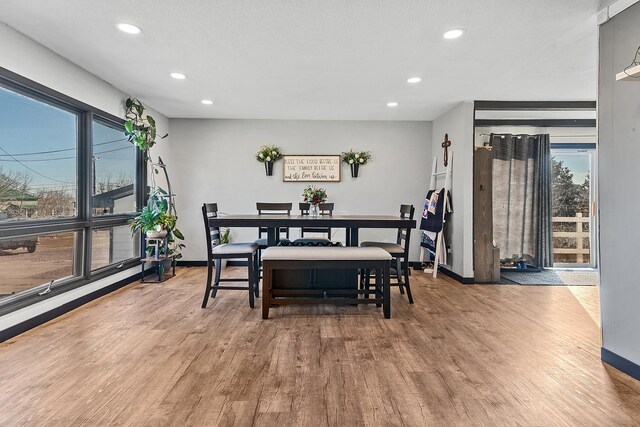 dining area with hardwood / wood-style floors and plenty of natural light