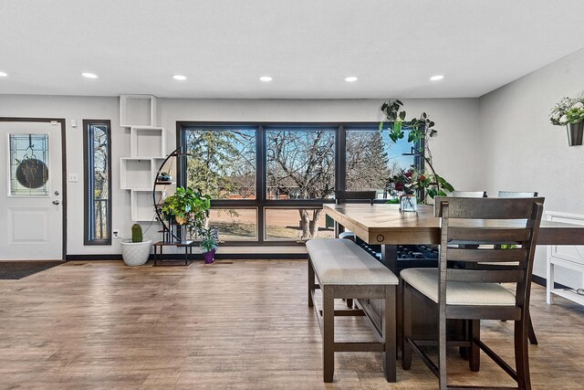 dining room with wood-type flooring