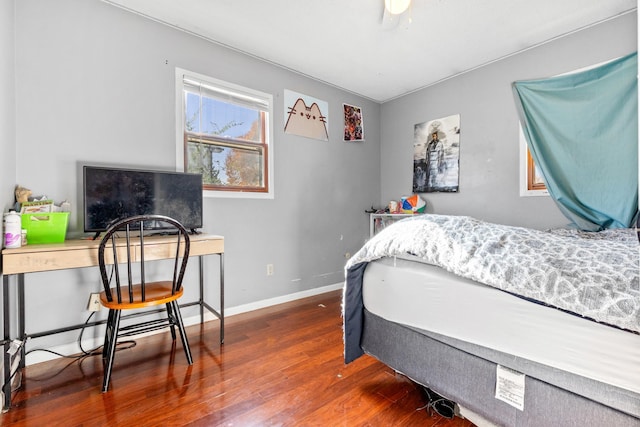 bedroom featuring dark hardwood / wood-style floors