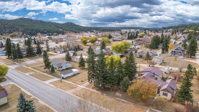 birds eye view of property featuring a mountain view