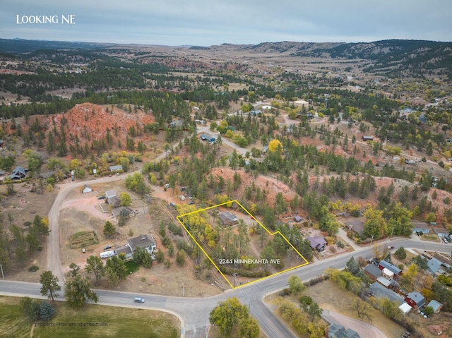 aerial view featuring a mountain view