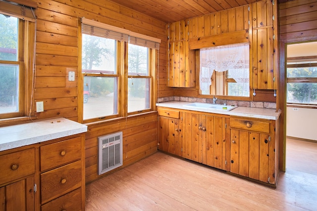 kitchen with light hardwood / wood-style flooring, a healthy amount of sunlight, and sink