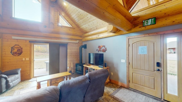 115 Minor Lake Cir, Hill City, SD 57745 - bedroom featuring vaulted ceiling, wood ceiling, and wooden walls