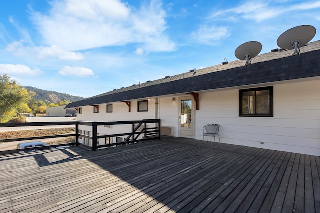 deck featuring a mountain view