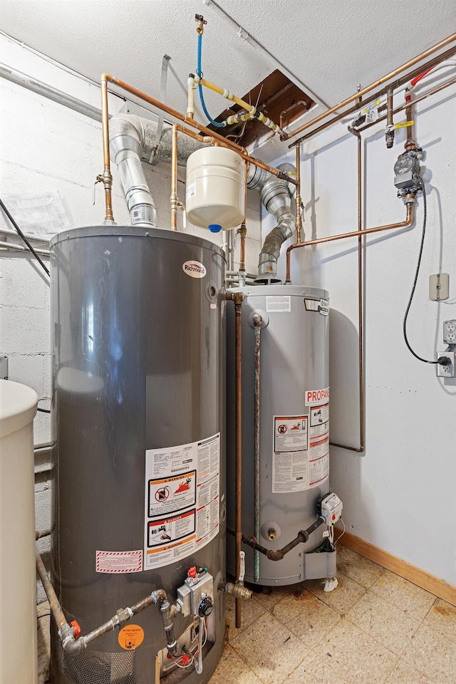 utility room with water heater