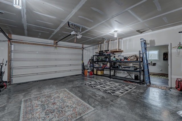 garage with a garage door opener