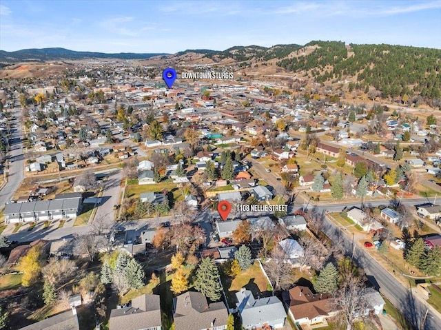 aerial view with a mountain view