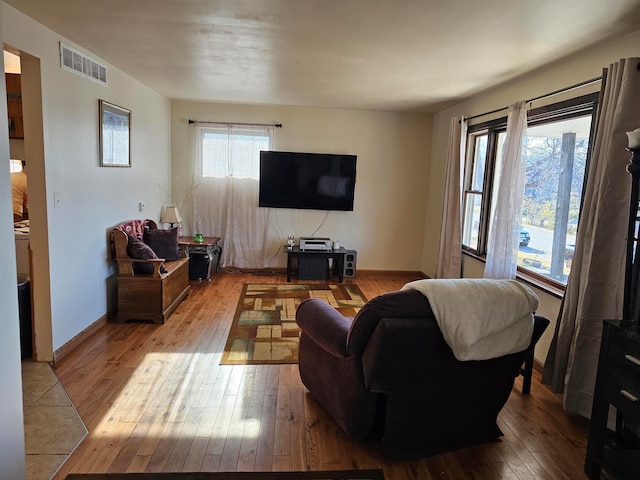 living room featuring light hardwood / wood-style flooring