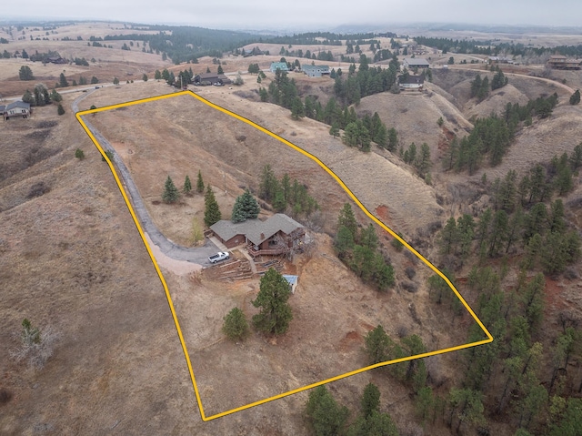 aerial view with a rural view