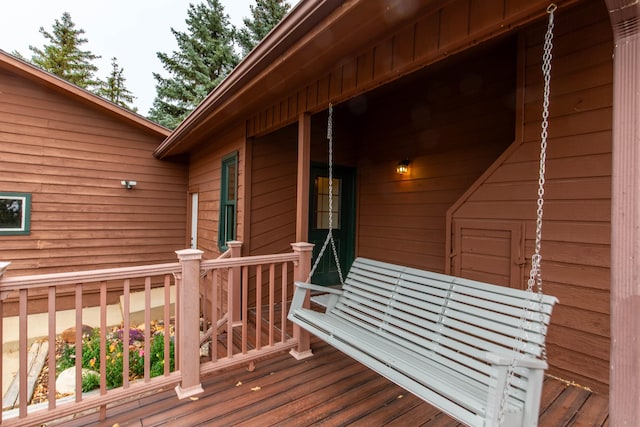 wooden terrace with covered porch