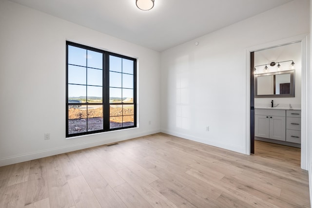 interior space featuring light hardwood / wood-style floors and sink