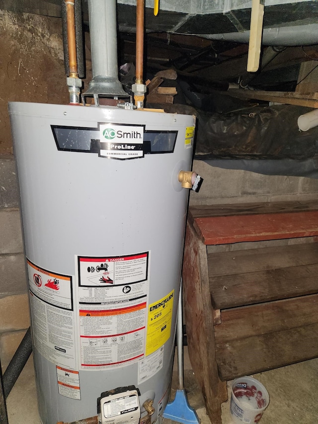 utility room featuring gas water heater