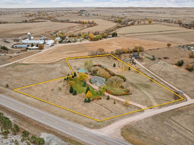 aerial view with a rural view