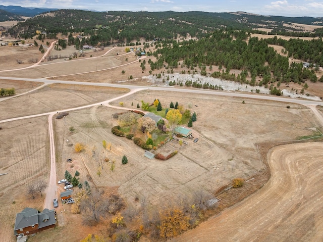 bird's eye view with a mountain view and a rural view