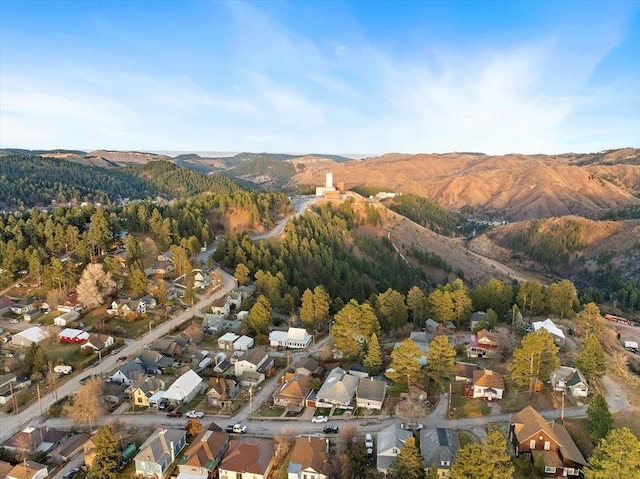 drone / aerial view with a mountain view