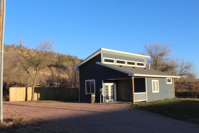 view of front facade featuring french doors