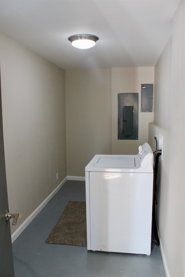 laundry room with washer hookup and electric panel