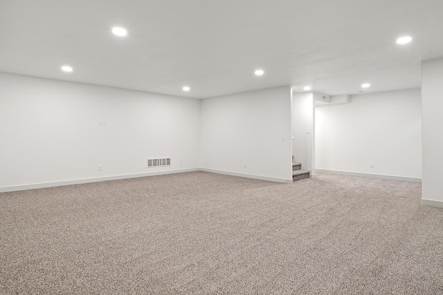 basement with carpet floors