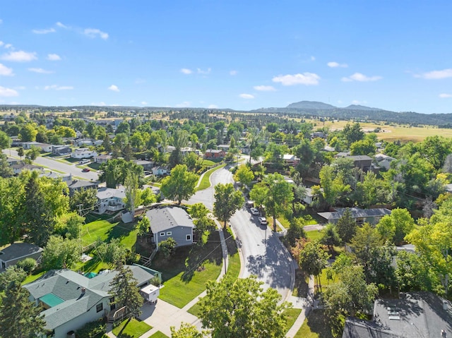 bird's eye view with a mountain view