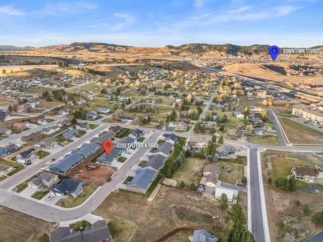 aerial view featuring a mountain view