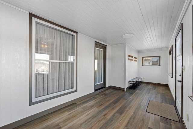 interior space with wood ceiling