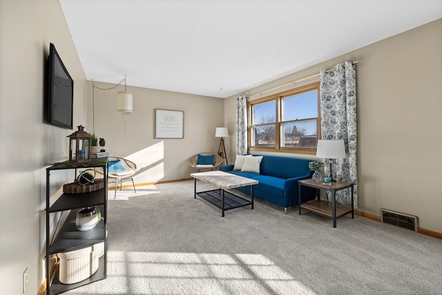 living room featuring carpet floors