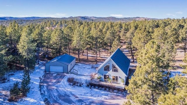 birds eye view of property featuring a mountain view