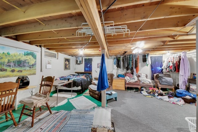 basement with carpet