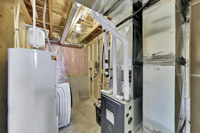 utility room with water heater