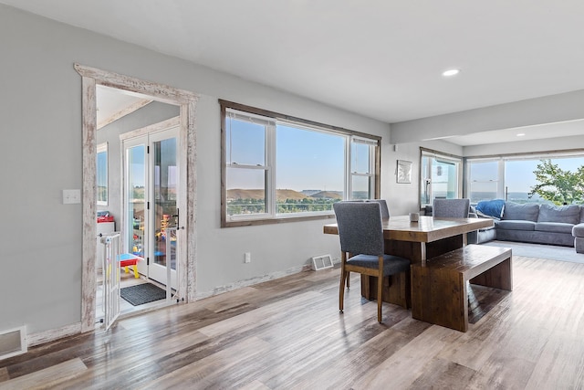 dining area featuring light hardwood / wood-style flooring