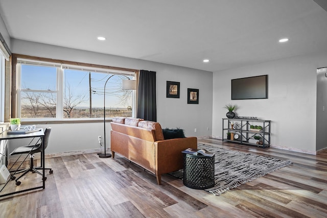 living room with light hardwood / wood-style floors