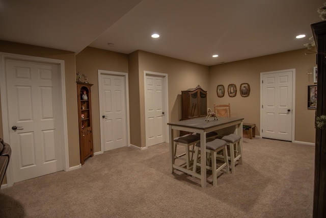 view of carpeted dining room