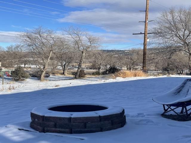 view of yard covered in snow