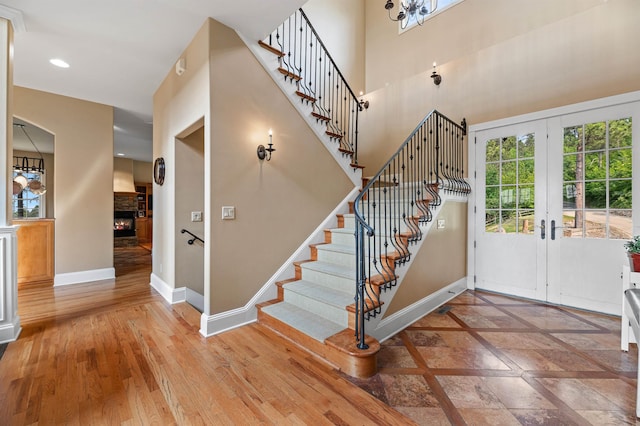 foyer entrance featuring french doors