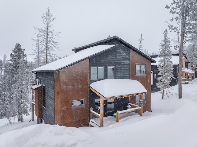 view of snowy exterior