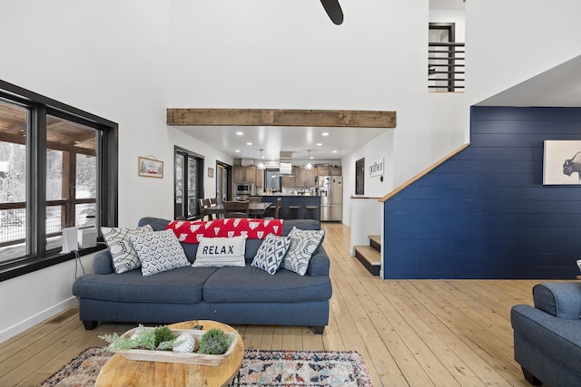 living room featuring light hardwood / wood-style floors